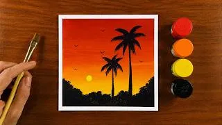 Thumbnail: Sunset painting for Beginners | Watercolor drawing | Nature Painting