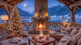 Thumbnail: Cozy Winter Jazz 🎄 Fireplace & Snowy Mountain Ambience | Relaxing Christmas Music for Sleep