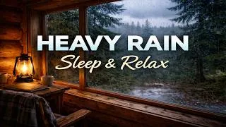 Thumbnail: Heavy Rain at Cozy Cabin Window for Sleep and Relaxation #RainSounds #DeepSleep #Relaxation