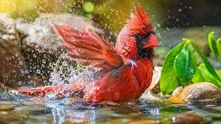 Thumbnail: 4K Beautiful Birds Bathing | Cat TV | Deep Relaxation Nature Melodies | Bird Song & Water Sounds