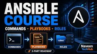 Thumbnail: Ansible Tutorial for Beginners | Commands → Playbooks → Roles → Real Project
