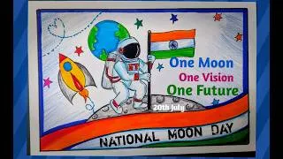 Thumbnail: National Moon Day poster drawing / Chandra Dinam drawing / International Moon Day drawing 2026
