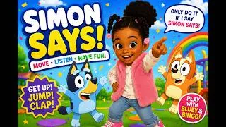 Thumbnail: Bluey 🐶 SIMON SAYS Challenge with Navy Lee, & Bingo 🎉 Interactive Kids Game | DannyGo! Brain Break