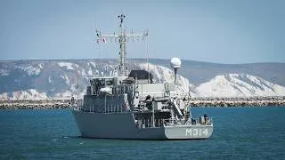 Thumbnail: Ukrainian minehunters sail from Portland for Exercise Sea Breeze 2026