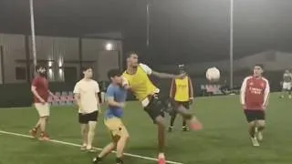 Thumbnail: Victor Wembanyama casually playing soccer on a lit turf field at Katy Sports Complex near Houston