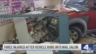 Thumbnail: 3 people injured after driver rams into nail saion