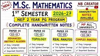 Thumbnail: M.Sc Maths 1st Semester 2026-27 | All MP University | Notes + Important Questions || 2 Year one year