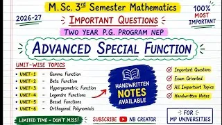 Thumbnail: Advanced Special function Important Questions || Msc 3rd Semester Maths  NEP 2020 || Mp Uni. 2026-27