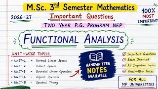 Thumbnail: Functional Analysis Important Questions || Msc 3rd Semester Mathematics NEP 2020 || mp Uni. 2026-27
