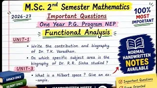 Thumbnail: Functional analysis Msc 2nd Semester Mathematics NEP One year program || All Mp. University || Pg ||