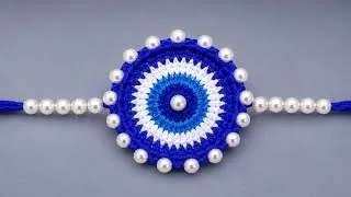 Thumbnail: Evil Eye Crochet Rakhi Tutorial | Easy Handmade Pearl Rakhi for Raksha Bandhan 💝💝