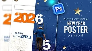 Thumbnail: How to Design a Stunning Happy New Year Poster in Photoshop 2025