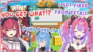 Thumbnail: Vivi Gets ABANDONED by Suisei in Tetris… Marine Praises Her in Puyo Puyo, But… 😭💀 | Hololive Clip