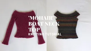Thumbnail: KNITTING TUTORIAL | 'mohair' boat neck top/off the shoulder top | FREE PATTERN | nelsknits