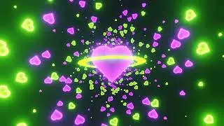 Thumbnail: Flying Through Neon Hearts 💜✨ | 8 Hours Romantic Space Background (No Sound)