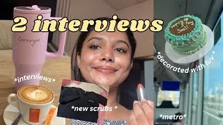 Thumbnail: *2* INTERVIEWS⏰📖|Day in my life as a pre-intern Doctor👩🏻‍⚕️🌤️ Metro🚈•Cafe🧸•Food🍔• Baking🎂