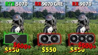 Thumbnail: RX 9070 GRE vs RX 9070 vs RTX 5070 - 1080p, 1440p, 4K Benchmarks