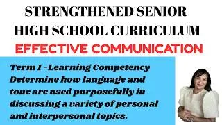 Thumbnail: Effective Communication-Grade 11-Strengthened Senior High School Curriculum-Term 1, Lesson 1