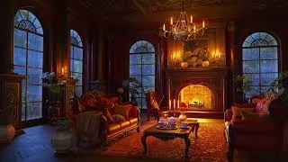 Thumbnail: Gentle Thunder, Falling Rain & Flickering Fire 🌧️ Pure Ambience for Deep Sleep