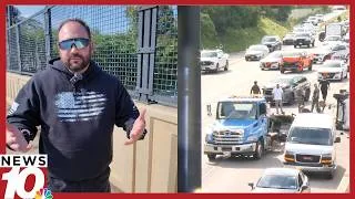 Thumbnail: Man pulls woman from overturned SUV after four-car crash on I-490 near downtown Rochester