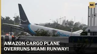 Thumbnail: Aerial Footage Shows Amazon Boeing 767 Overruns Runway at Miami International Airport | AP1Z