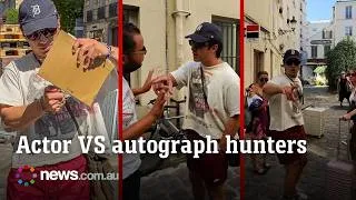 Thumbnail: Heated Rivalry star snaps at autograph hunters