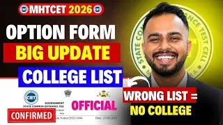 Thumbnail: MHTCET Cap Rounds 2026 Biggest Update🚨OPTION FORM😱😱Wrong College List = No Admission❌| SHOCKING😱