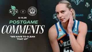 Thumbnail: Liberty React After Surviving Sparks’ Late Comeback | Postgame Comments 8/13/2026 WNBA