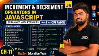 Thumbnail: Increment & Decrement Operators in JavaScript Explained with Examples | ++ & -- Operator | Ch-11
