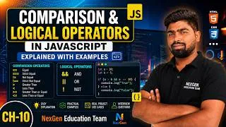 Thumbnail: Ch-10 Comparison & Logical Operators in JavaScript Explained with Examples | Complete Tutorial