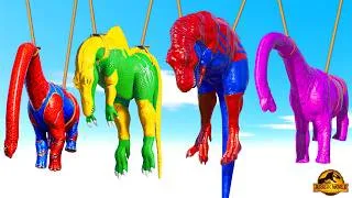 Thumbnail: Spider-Man T-Rex and Hulk Dinosaur Color Pack with Brachiosaurus in Jurassic World Evolution 2