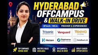 Thumbnail: Hyderabad Off Campus Hiring 2026 | Freshers Hiring | Veeva, Vanguard, Heizen, Gopiverse & More