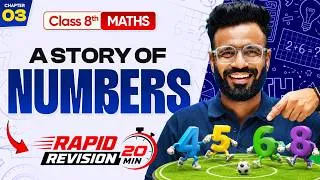 Thumbnail: A Story of Numbers | Class 8 Maths Chapter 3 | Rapid Revision | 20 Minutes ⚡#class8 #cbse #maths