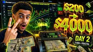 Thumbnail: BINARY OPTIONS $200 INTO $4000 (JOURNEY FROM $100 TO $50000 DAY2) - 3EMA(20/50/100) + FRACTAL 2/3