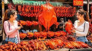 Thumbnail: Giant Roasted Ducks at the Market! 😱🔥 Two Girls Buy Huge Crispy Roasted Duck | Cambodia Street Food