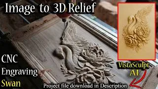 Thumbnail: Jpeg Image to 3D Relief  for CNC Engraving/ with VistaSculpt AI / swan