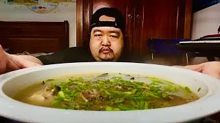 Thumbnail: Mukbang Show:Chicken Giblet Glass Noodle Soup And Tangerine For Dessert. So Yummy.