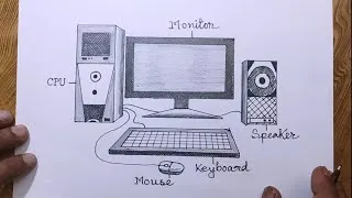 Thumbnail:  Easy computer drawing/ How to draw desktop computer