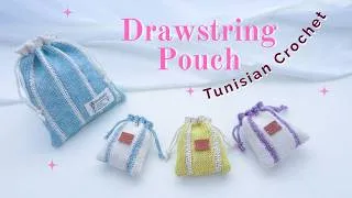 Thumbnail: Crochet Drawstring Pouch in Multi Size - Crochet Stitch Look Like Knit | NHÀ LEN