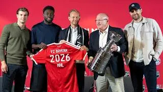 Thumbnail: NHL und FC Bayern München vermelden Kooperation in einer Pressekonferenz