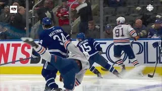 Thumbnail: Connor McDavid runs into the absolute unit Auston Matthews