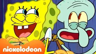 Thumbnail: Bob Esponja | 4 Horas dos TOP Momentos de Bob Esponja & Lula Molusco 🧽🦑 | Nickelodeon