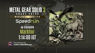 Thumbnail: Metal Gear Solid 3 Speedrun - Markhor (Console) - 1:14:00 IGT (WR)