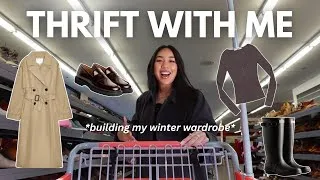 Thumbnail: THRIFT WITH ME *winter capsule wardrobe* | thrift vlog + try on haul #thriftwithme #winterfashion