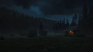 Thumbnail: 🌲 Misty Forest Edge at Night – Thunder, Wind & Fog for Deep Relaxation