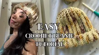Thumbnail: Quick & Easy Herringbone Stitch Beanie Tutorial | Perfect for Beginners! #beanie #crochet #easy