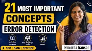 Thumbnail: 21 Most Important Error Detection Concepts for SSC, Bank & Defence 2026 | Nimisha Bansal
