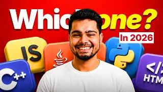 Thumbnail: Which programming language to learn in 2026? | C++ vs Python vs Java to get a JOB! (AI Era)