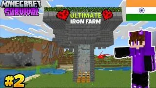 Thumbnail: Minecraft PE 1.26 Ultimate Iron Farm 🔥 | Minecraft PE Survival Series #2 (Hindi)