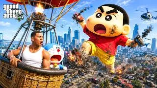 Thumbnail: GTA 5 : Franklin & Shinchan 🤣 Got Attacked by Giant Shinchan👻 Full Fun #bommalu #gta5telugu #gta5